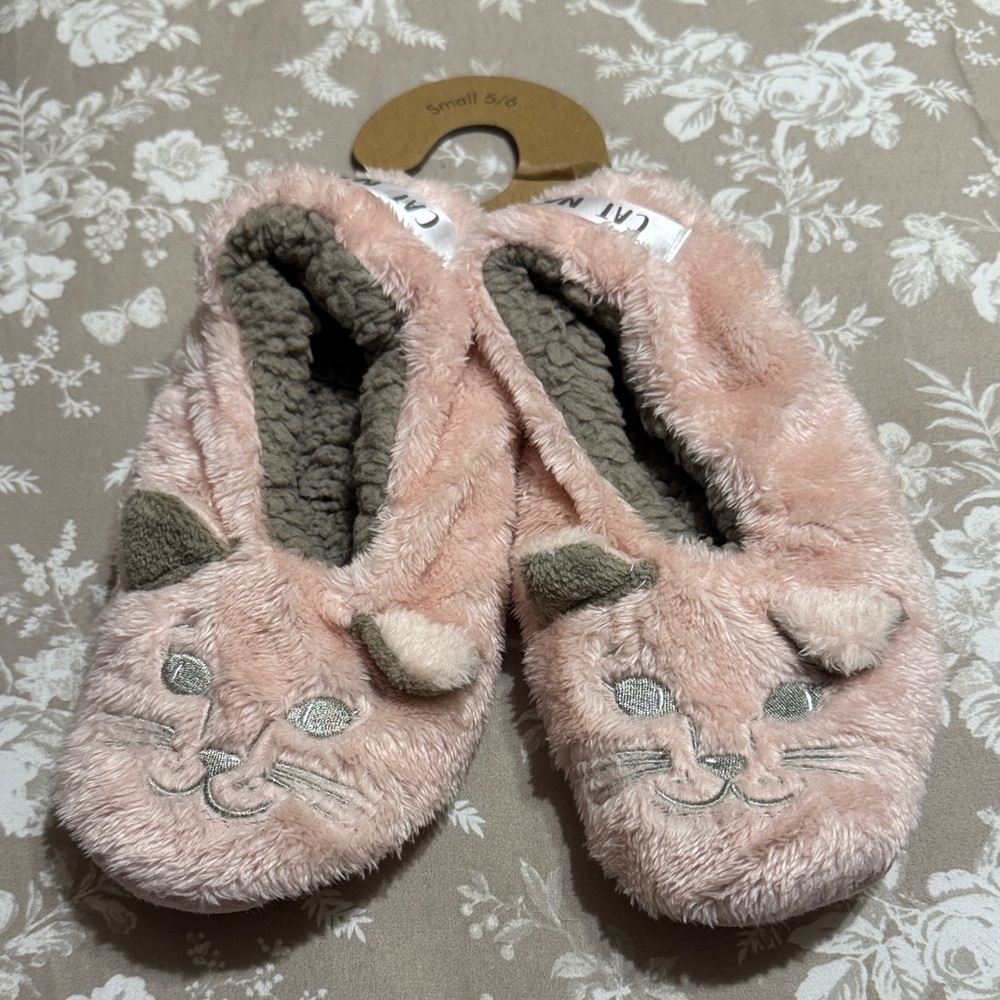 Cute Pink Cat Faceplant Dream Slippers